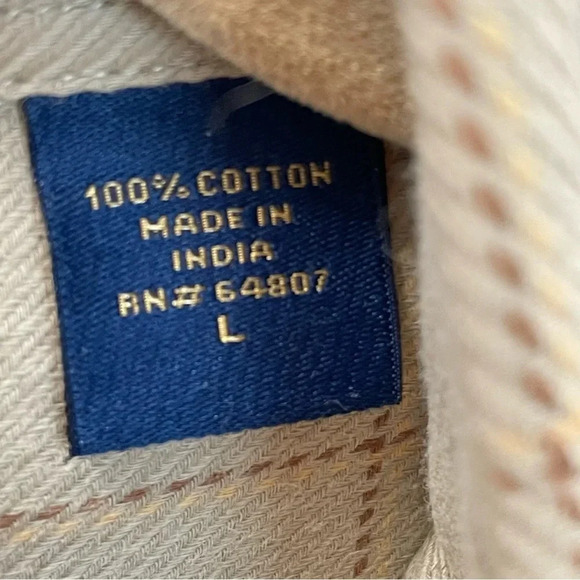 Vintage T. Harris‎ London L Long Sleeve Plaid Button Down Beige Tan - Picture 4 of 6